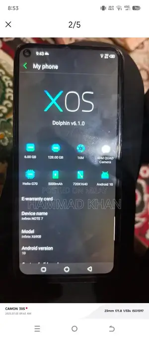 Infinix Smartphone 6GB RAM 128GB Storage Used Condition