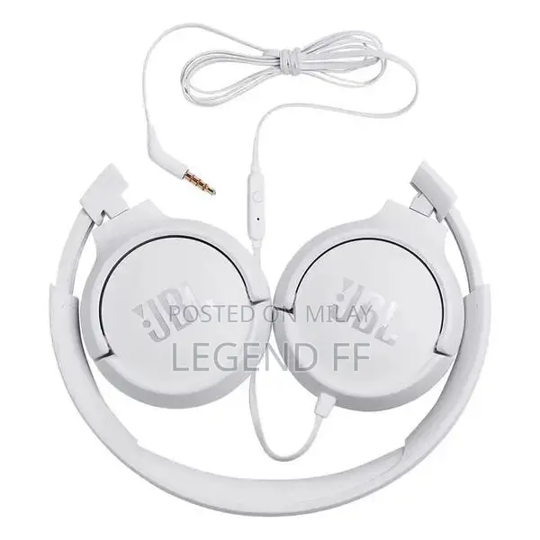 JBL T-500 Wired Headphones - White Flat Cable Design