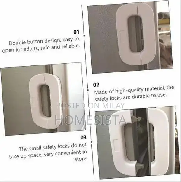 Child Safety Refrigerator Door Lock - Self-Adhesive Plastic Lock