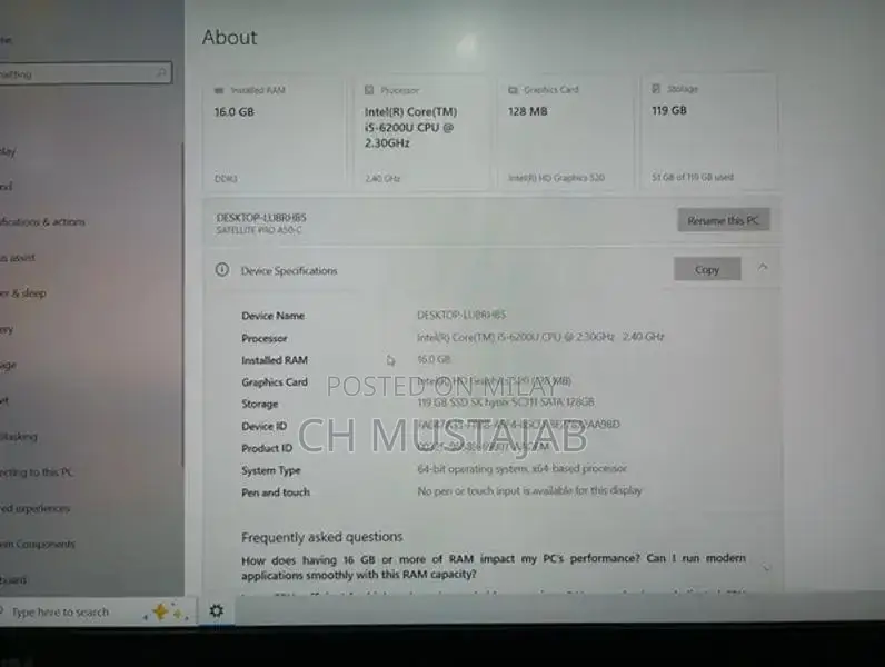 Used Intel Core i5 Laptop with 16GB RAM and SSD