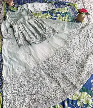 Pistachio Green Crape Silk Lehnga Choli Set with Cut Dana Work