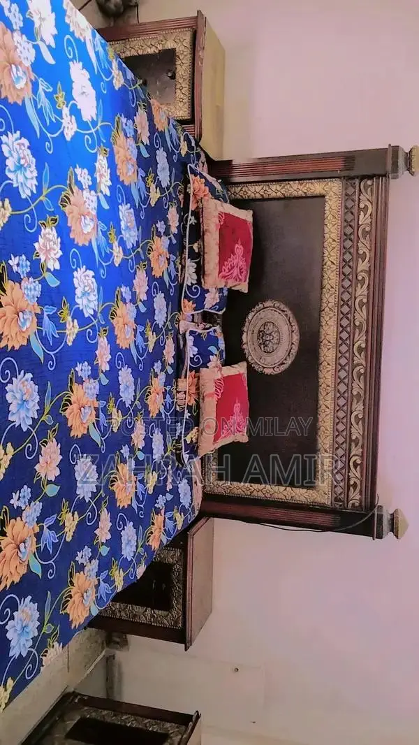 Wooden Bed Frame with Side Tables and Dressing Table