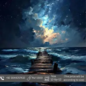 Photo - Starlit Ocean Night Seascape Canvas Wall Art