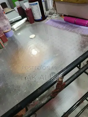 3-Panel Glass Shelf Dressing Mirror with Iron Frame