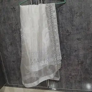 Women's Silver Embroidered Party Dress with Floral Design - Small