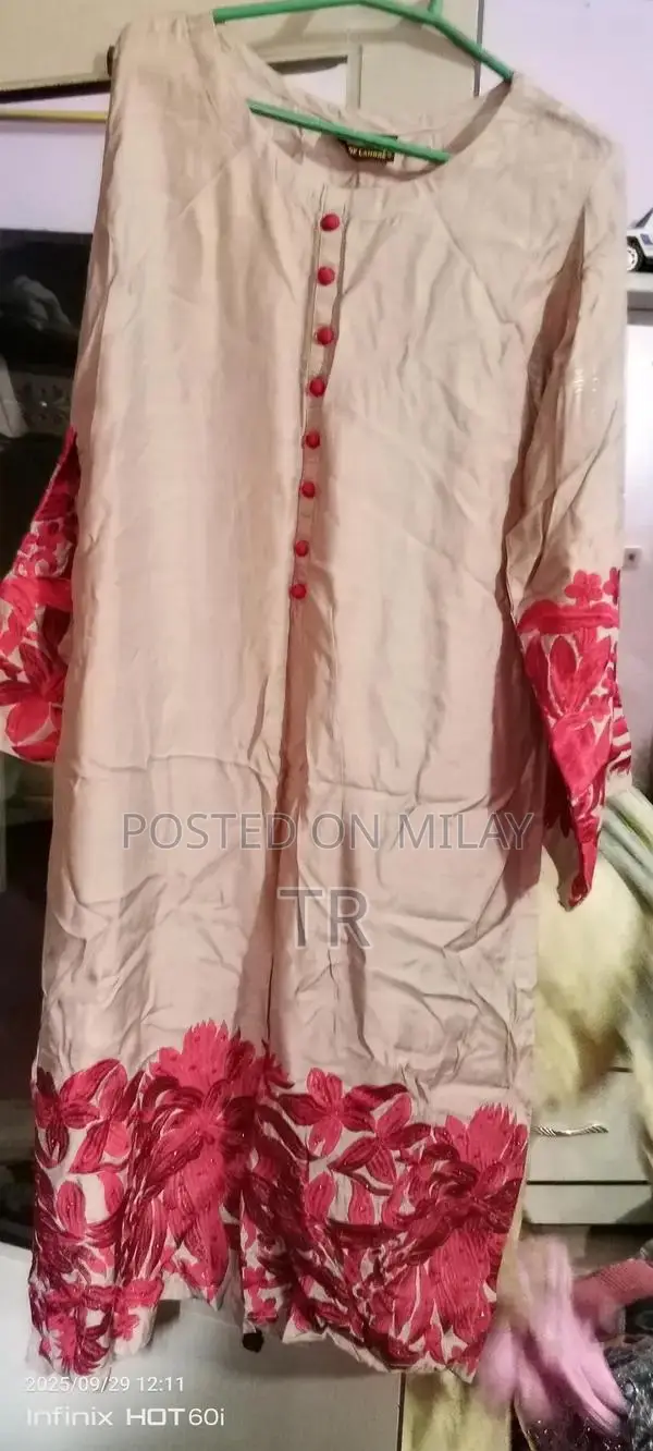 Women's Embroidered Linen Dress in Medium Size