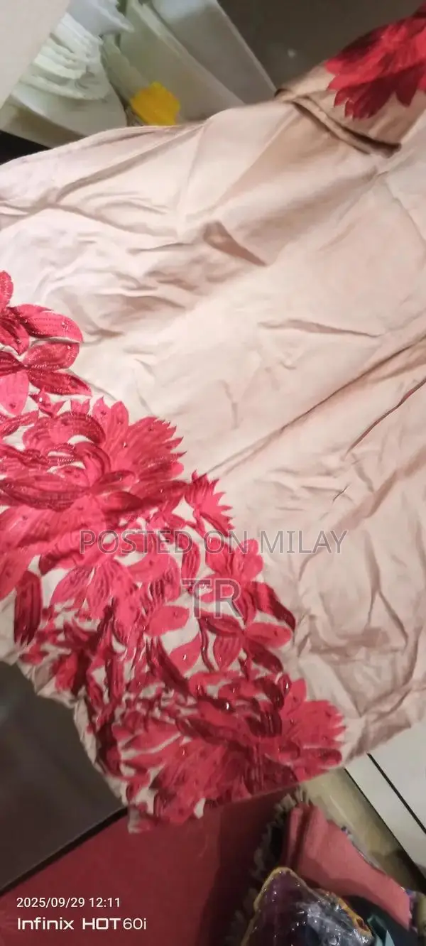 Women's Embroidered Linen Dress in Medium Size