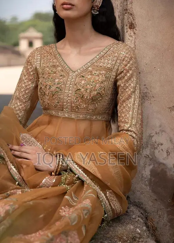 Women's Embroidered Dupatta Sharara Ensemble with Detailed Embellishme