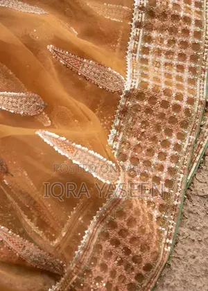 Women's Embroidered Dupatta Sharara Ensemble with Detailed Embellishme