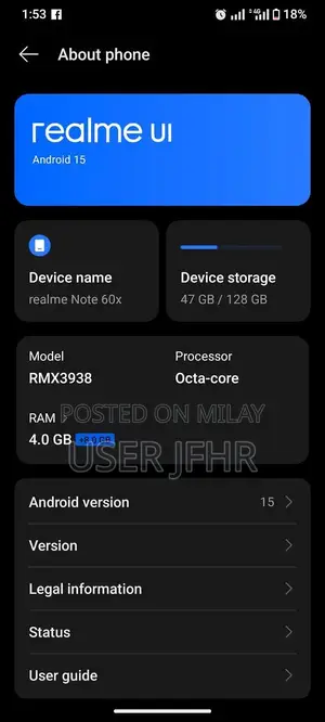 Realme Note 60x Smartphone with 8+4 RAM, 128GB Storage