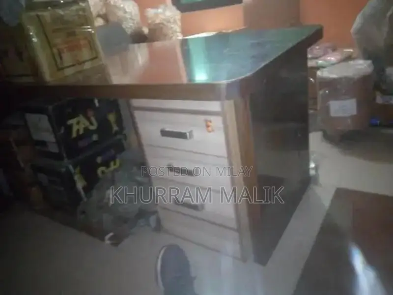 Executive Office Table with Side Rack and Drawers