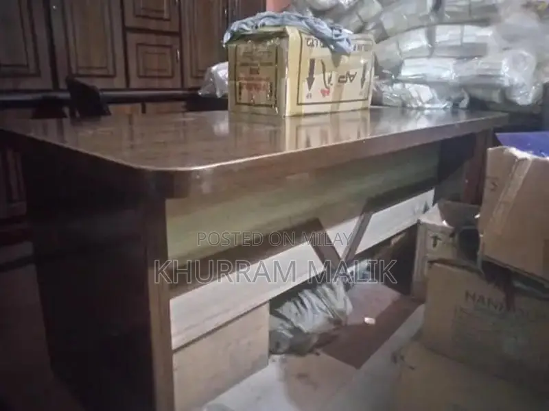 Executive Office Table with Side Rack and Drawers