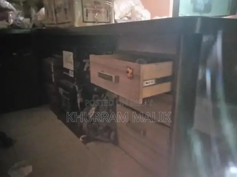 Executive Office Table with Side Rack and Drawers