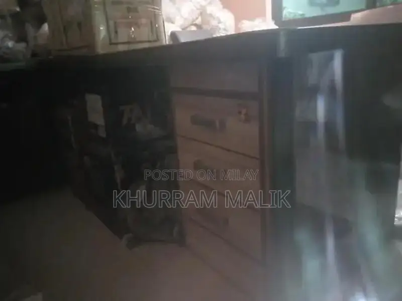 Executive Office Table with Side Rack and Drawers