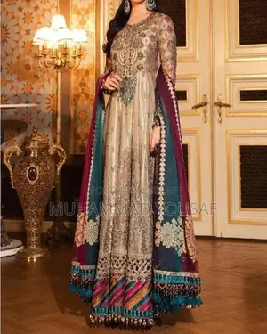 Golden Copper Organza Bridal Maxi with Multi Dupatta