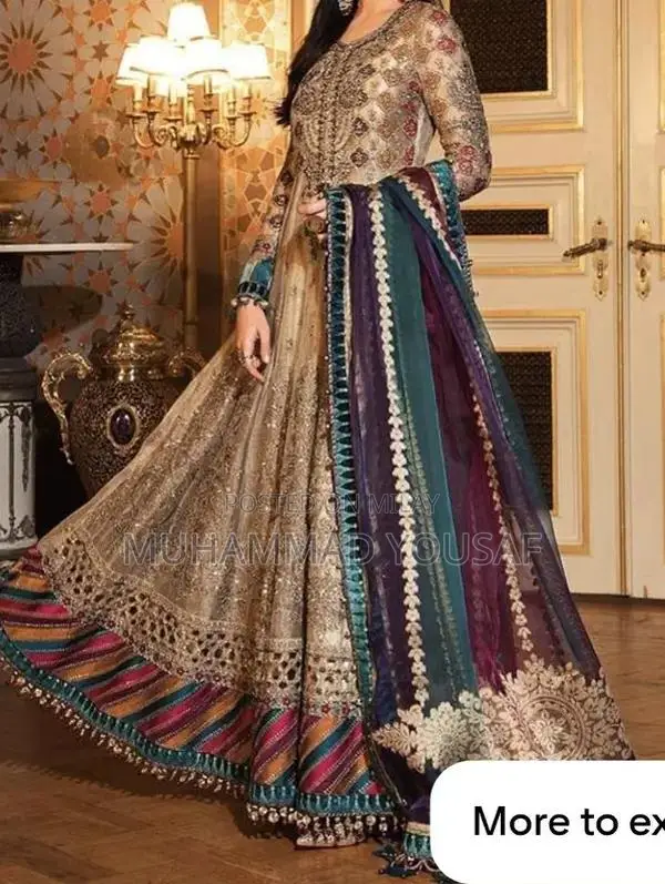 Golden Copper Organza Bridal Maxi with Multi Dupatta