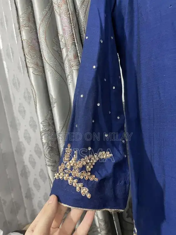 Elegant Party Wear Dress with Handmade Bazu Work