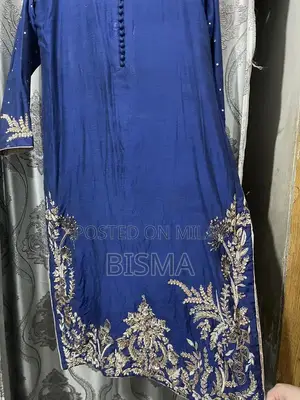 Elegant Party Wear Dress with Handmade Bazu Work