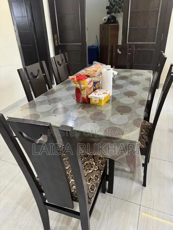 Large 6 Seater Glass Mirror Dining Table