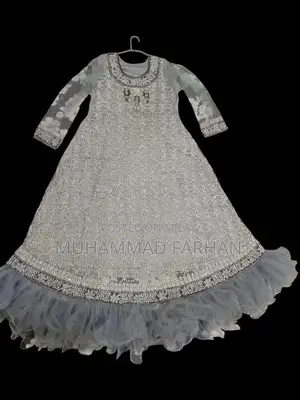 Silver Bridal Dress with Elaborate Dabka and Stone Embellishments