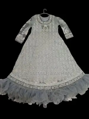 Silver Bridal Dress with Elaborate Dabka and Stone Embellishments