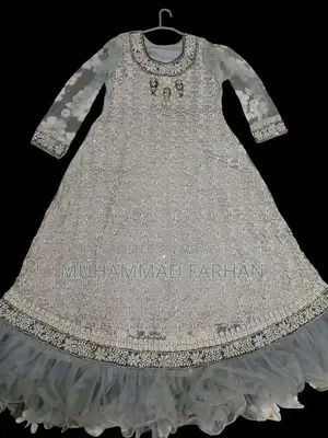 Silver Bridal Dress with Elaborate Dabka and Stone Embellishments