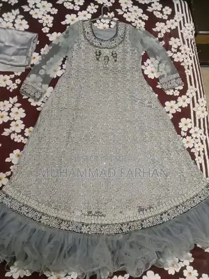 Silver Bridal Dress with Elaborate Dabka and Stone Embellishments