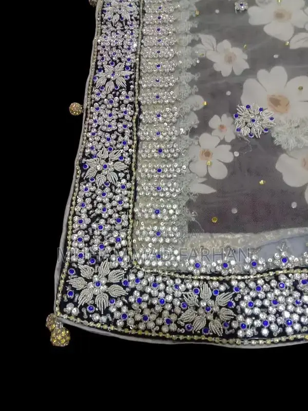 Silver Bridal Dress with Elaborate Dabka and Stone Embellishments