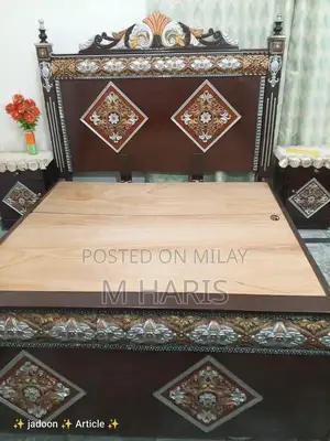 Photo - Double Bed with Mattress and Two Matching Side Tables