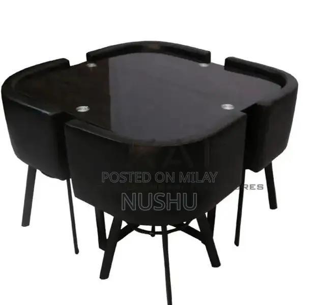 Space-Saving Black Dining Table - Compact Modern Design
