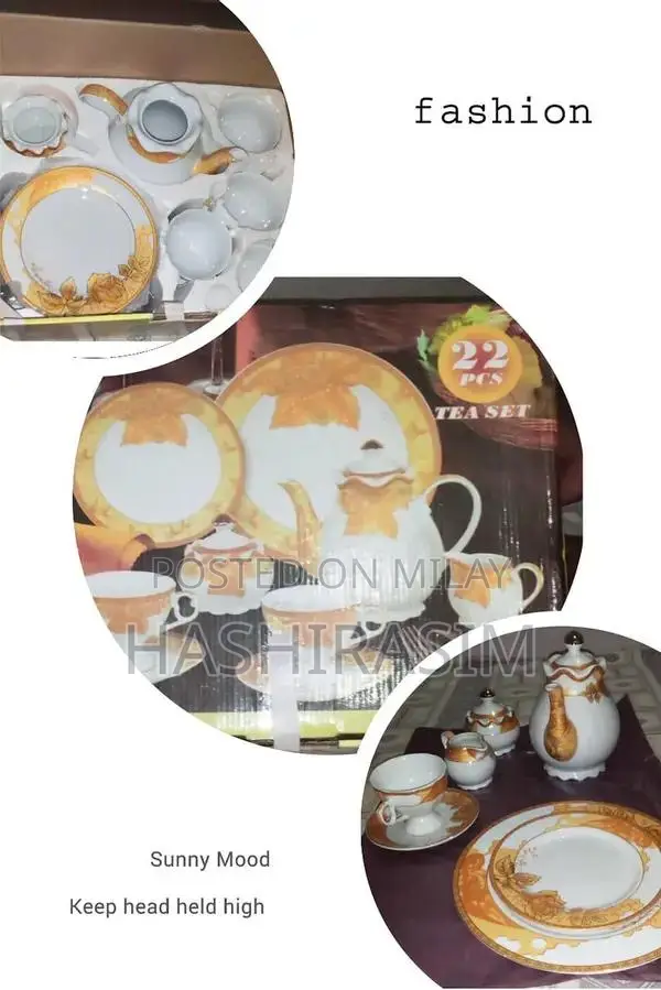 Elegant Porcelain Tea Set with Floral Design and Gold Accents