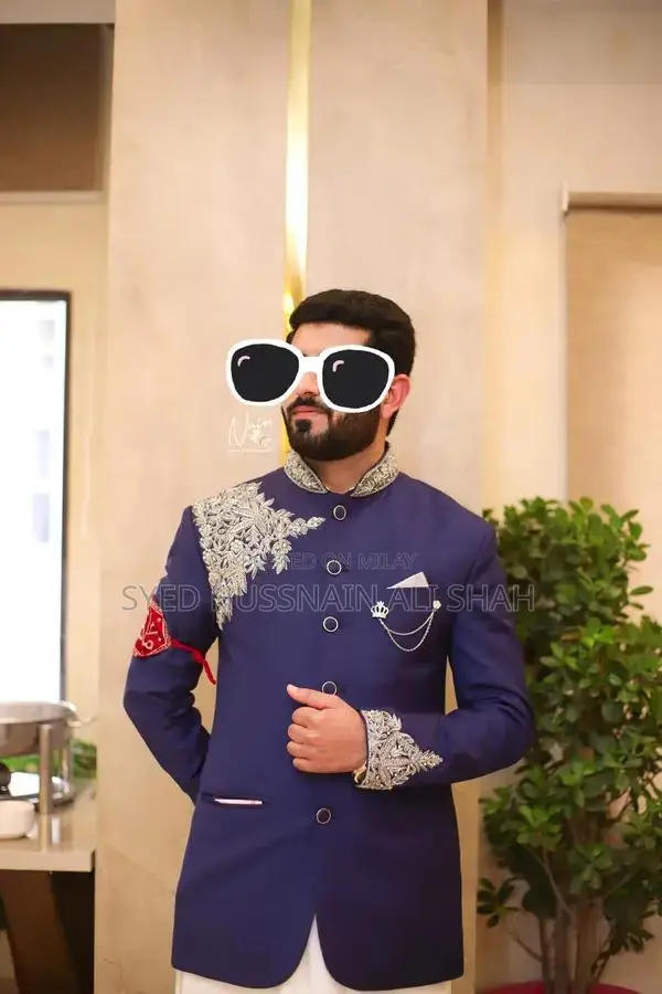 Men's Designer Prince Coat with Hand-Made Embroidery