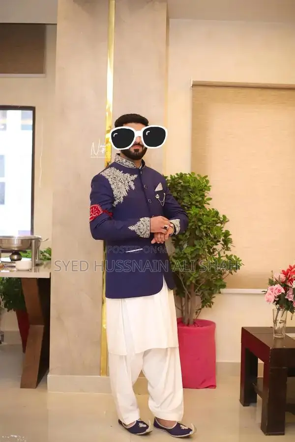 Men's Designer Prince Coat with Hand-Made Embroidery