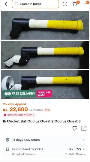 VR Cricket Bat Attachment for Meta Quest 2/3 Controllers