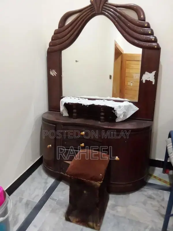 Wooden Dressing Table with 4 Drawers and Matching Chair