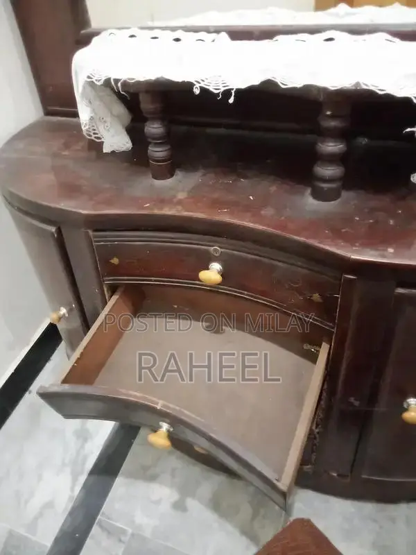 Wooden Dressing Table with 4 Drawers and Matching Chair