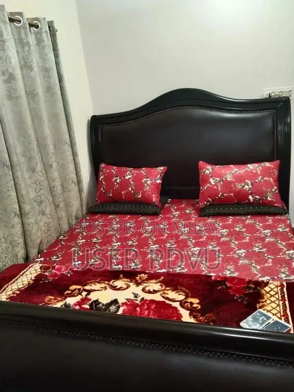 Dark Brown Double Bed Set with Medical Foam Mattress