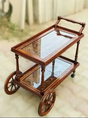 Sheesham Wood Tea Trolley with Traditional Chinioti Design
