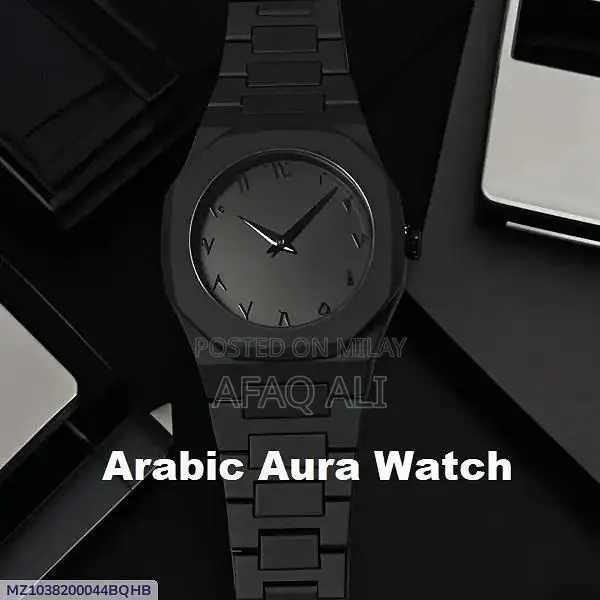 Elegant Black Arabic Dial Luxury Analog Wristwatch with Presentation B