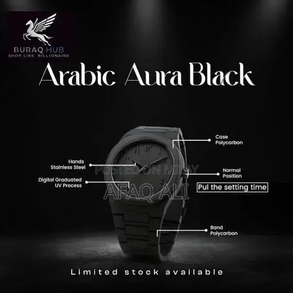 Elegant Black Arabic Dial Luxury Analog Wristwatch with Presentation B