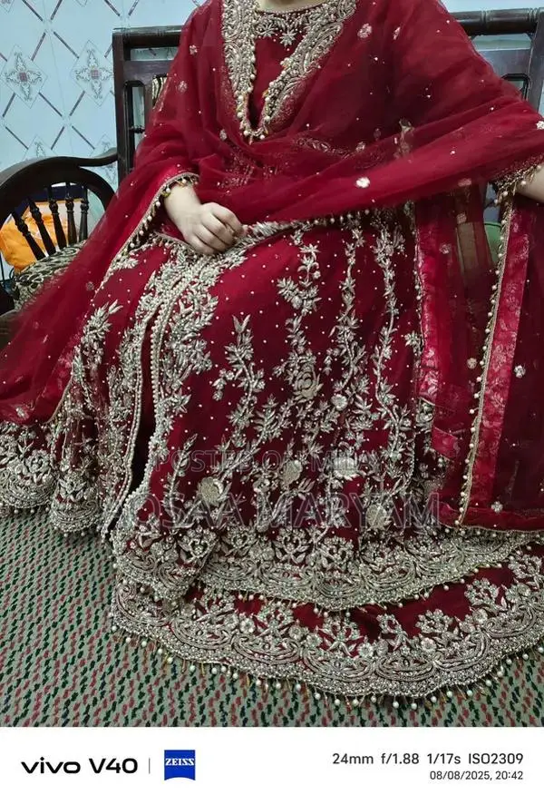 Elegant Wedding Maxi Dress with Zari and Dabka Embroidery