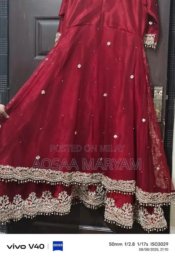 Elegant Wedding Maxi Dress with Zari and Dabka Embroidery