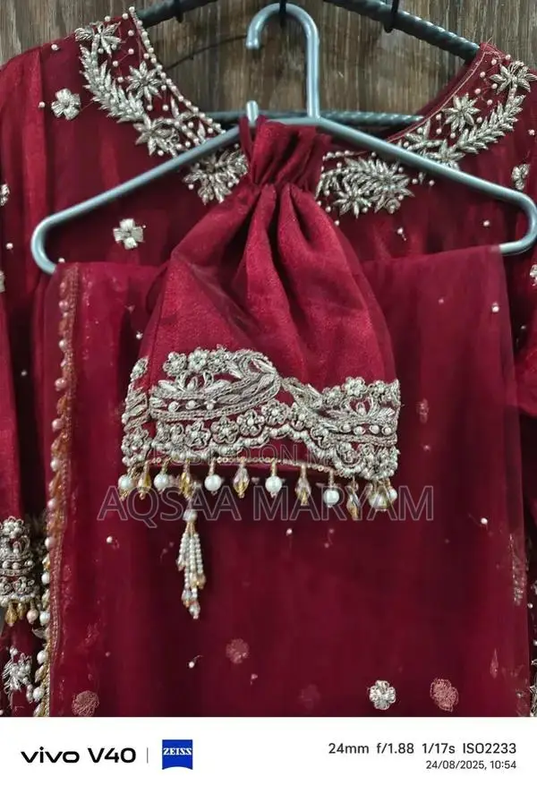 Elegant Wedding Maxi Dress with Zari and Dabka Embroidery