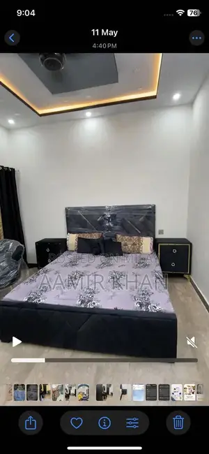 Modern Bedroom Set: Bed with Matching Dressing Table and Nightstand