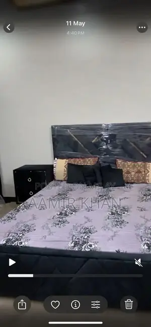 Modern Bedroom Set: Bed with Matching Dressing Table and Nightstand