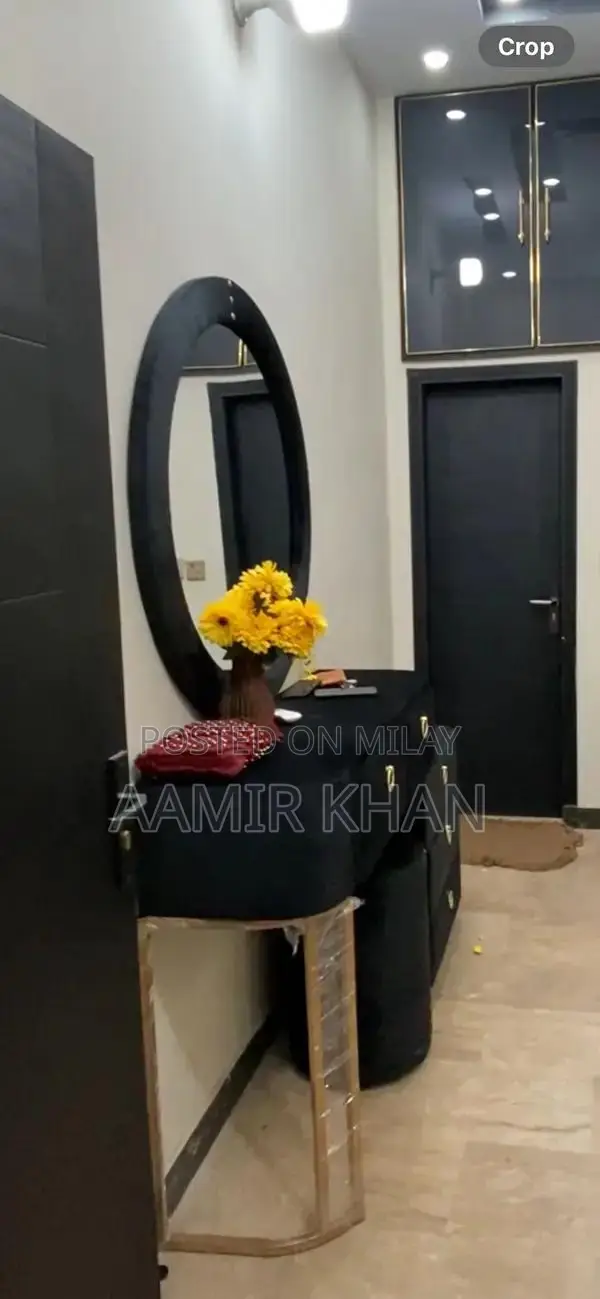 Modern Bedroom Set: Bed with Matching Dressing Table and Nightstand