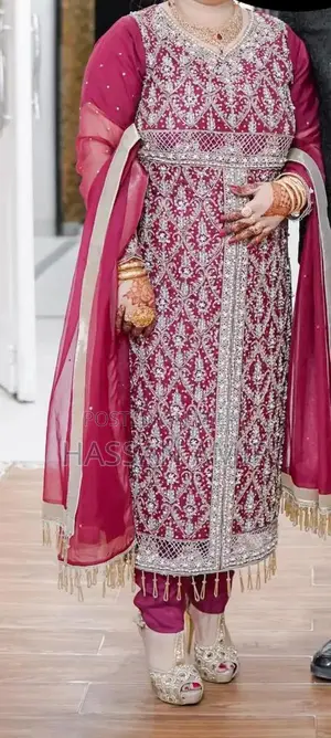 Elegant Embroidered Wedding Dress with Dabka Work
