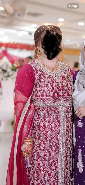 Elegant Embroidered Wedding Dress with Dabka Work