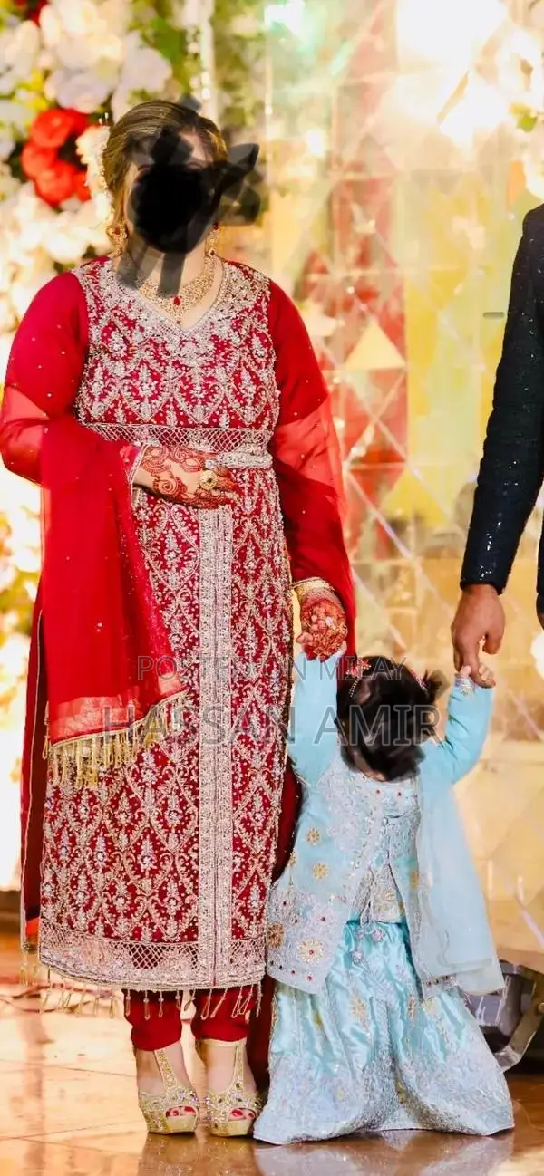 Elegant Embroidered Wedding Dress with Dabka Work