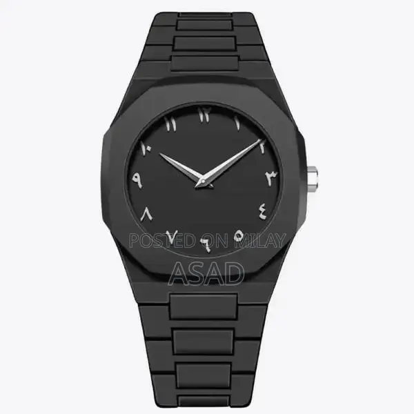 Premium Black Aura Men's Watch with Elegant Arabic Dial
